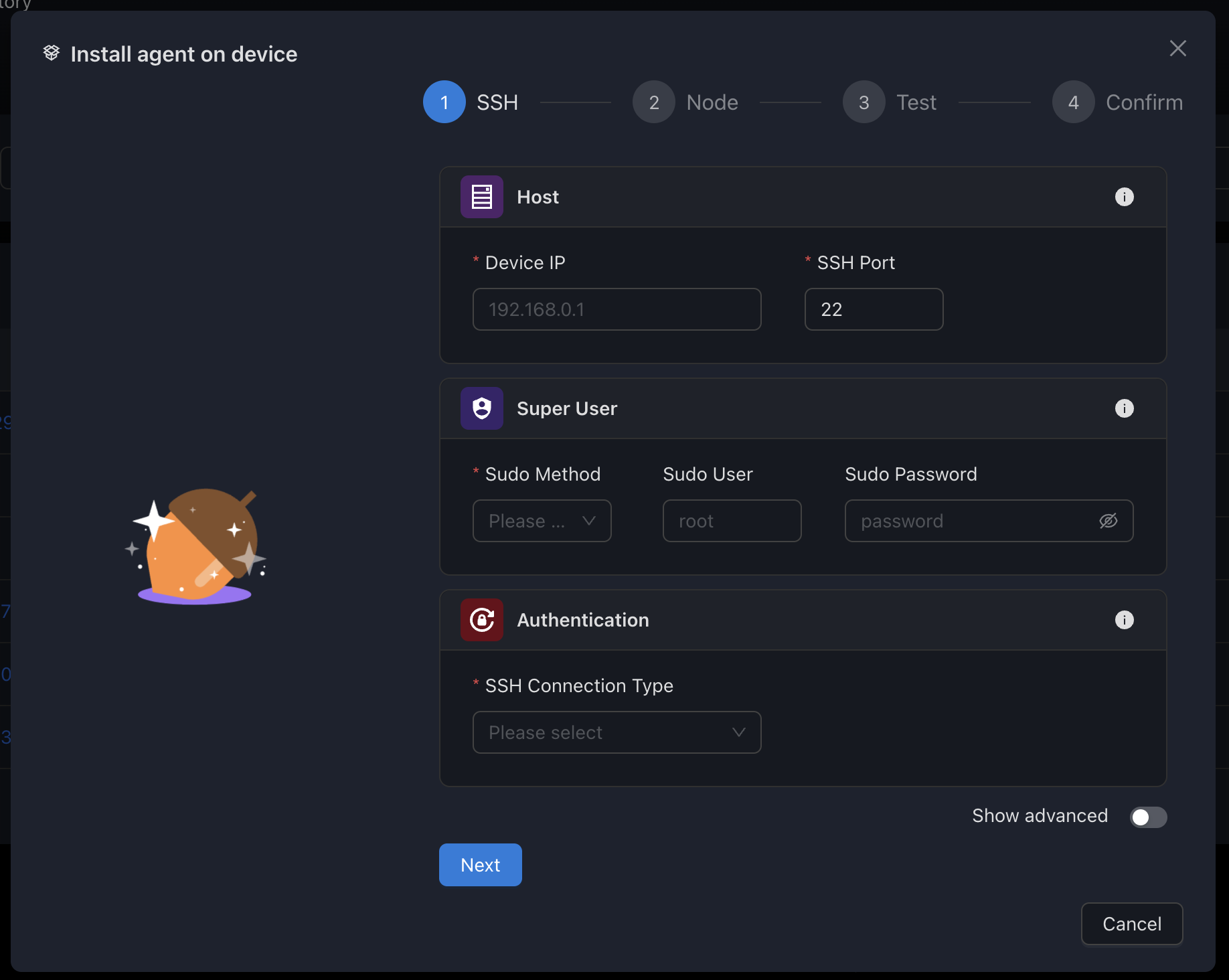 SSH Connection Screen