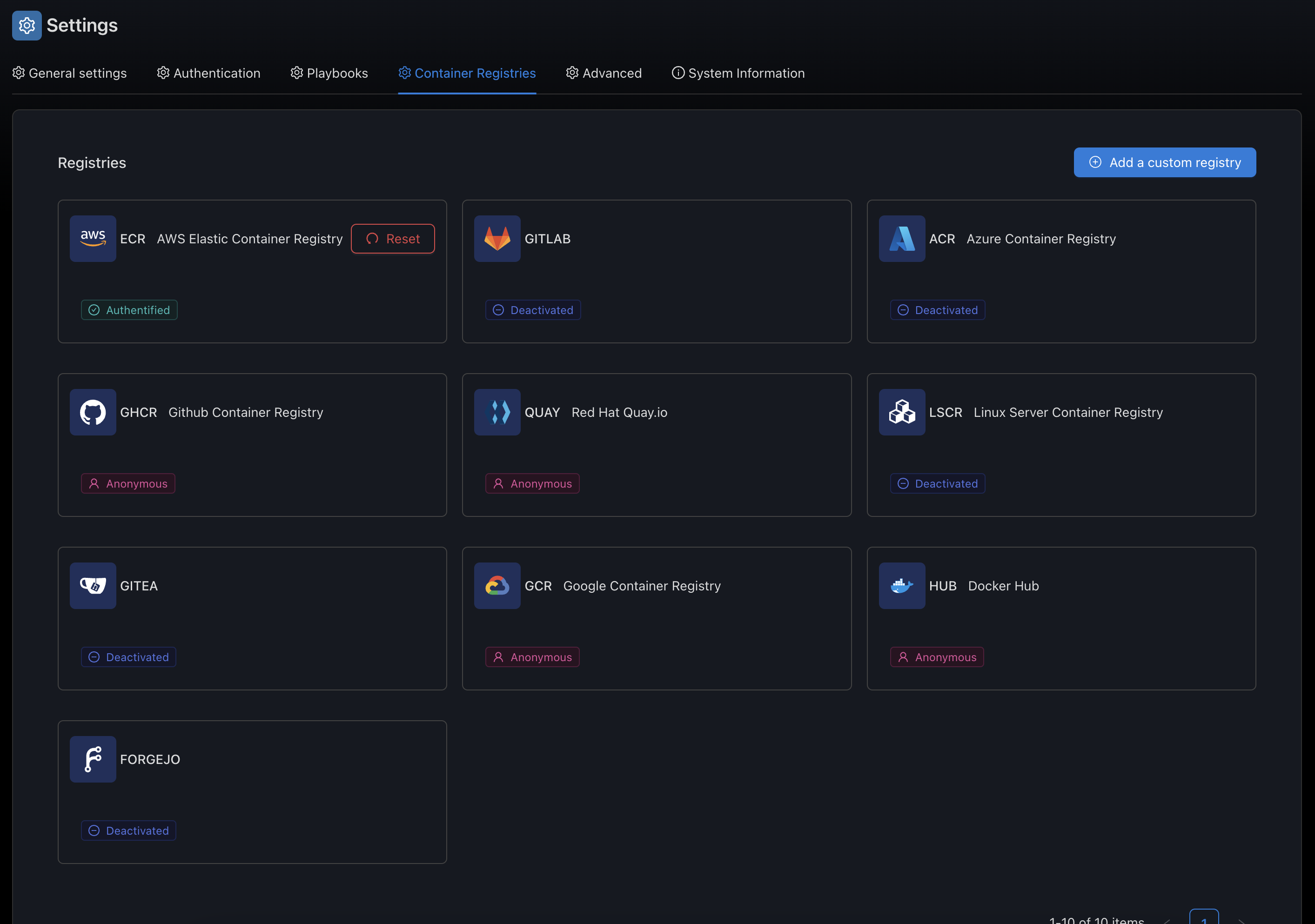 Container Registry Management Interface